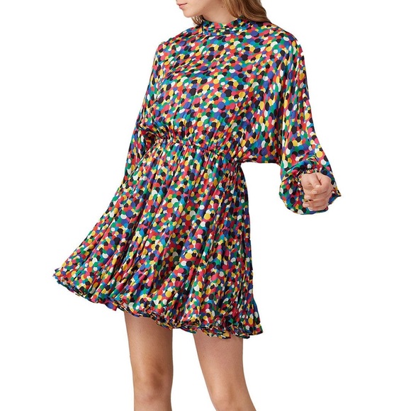 RHODE Caroline Micro Confetti Print Puff Balloon Sleeve Mini Dress Medium - Picture 4 of 11